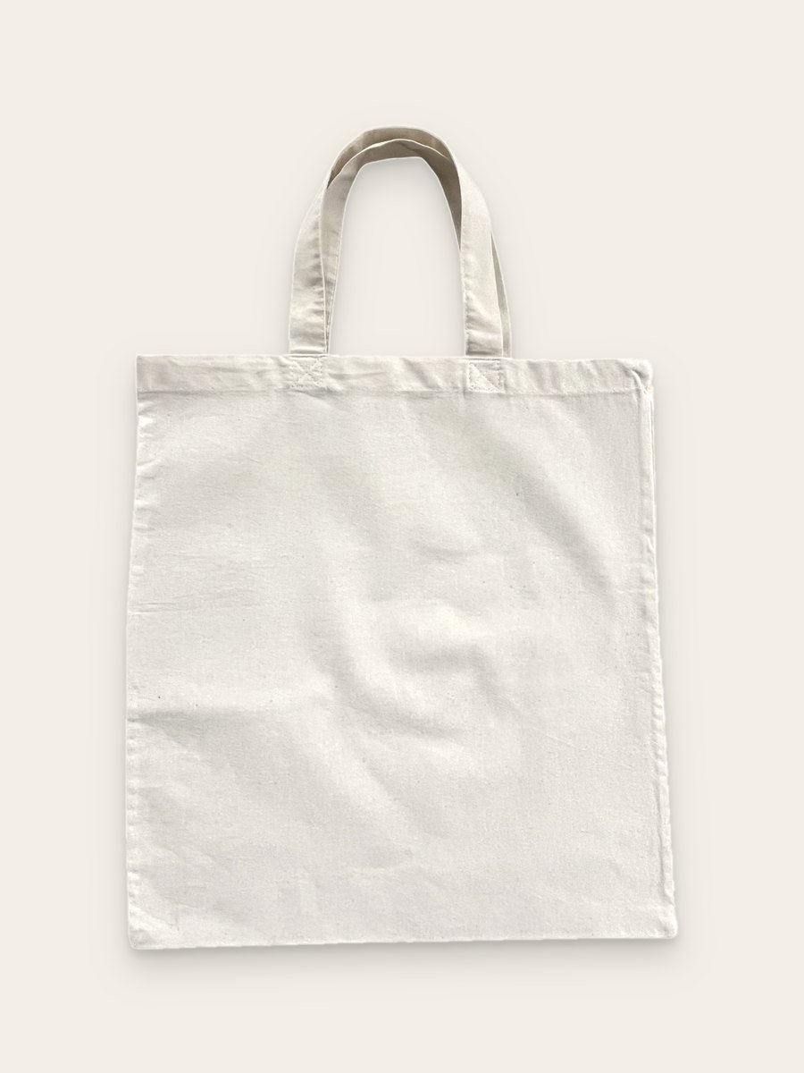 Model 02 – Cotton bag with short handles, natural beige, 140 g/m²